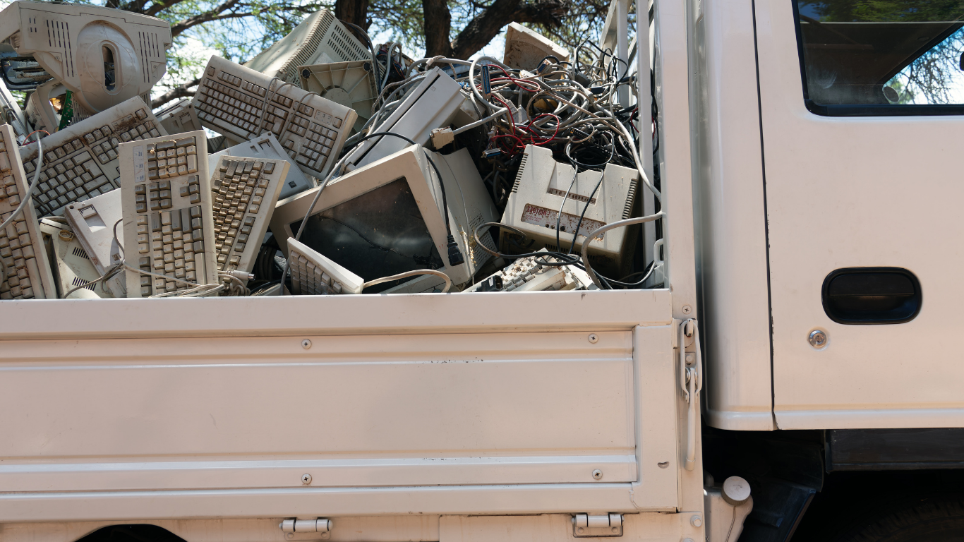 A truck full of discarded electronics